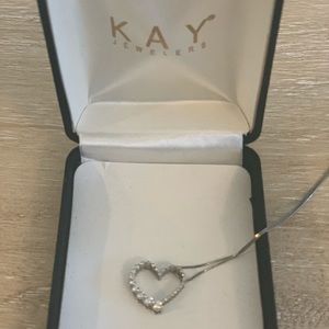 Kay Jewelers heart diamond necklace 14k White gold